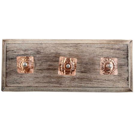 Pink Glass Square Cut Wooden Hooks